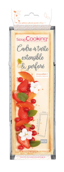 Cadre de tarte extensible perforé rectangle ScrapCooking® - Inox