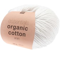 Pelote de fil à tricoter 100% coton - Rico Design - Essentials Organic Cotton Aran - Blanc 1
