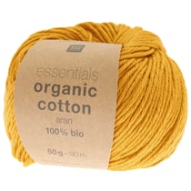 Pelote de fil à tricoter 100% coton - Rico Design - Essentials Organic Cotton Aran - Moutarde 04