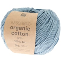 Pelote de fil à tricoter 100% coton - Rico Design - Essentials Organic Cotton Aran - Bleu 12