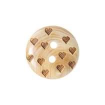 Boutons bois - 15mm - x6 - cœur