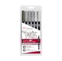 Lot de 10 feutres pinceau ABT à double pointe - Tombow - 6C-3 - Nuances de gris
