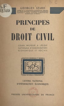Principes de droit civil - Cours professé à l'École nationale d'organisation économique et sociale