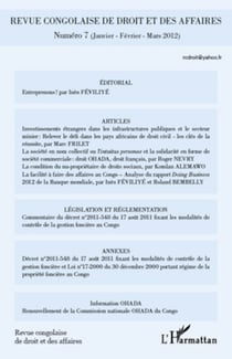 Revue congolaise de droit et des affaires - (janvier/février/mars 2012)