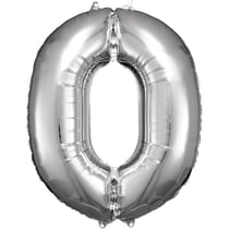 Ballon métallisé Large - Nombre 0 - argent - 66 cm x 86 cm
