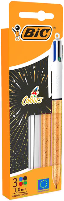 Coffret 3 stylos billes 4 couleurs BIC - Shine - Pointe moyenne