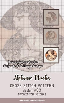 Alphonse Mucha | Cross Stitch Pattern Design #03 - Stained glass window for the facade of the Fouquet boutique