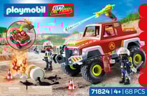 Playmobil - Véhicule de pompiers avec bidon enflammé - 71824 - Les pompiers