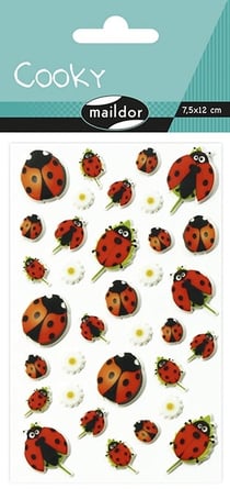 Sticker Cooky 3D autocollant Maildor - Coccinelle - 34 unités