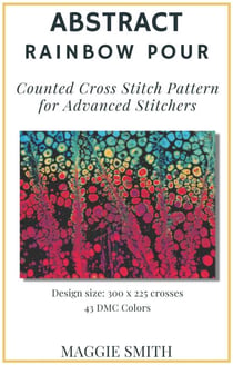 Abstract Rainbow Pour | Counted Cross Stitch Pattern for Advanced Stitchers - Abstract Cross Stitch