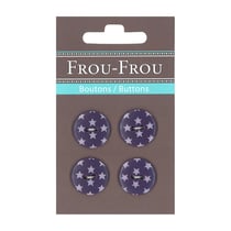 4 boutons étoiles - prune foncé - 18mm