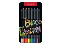 Pack de 12 crayons de couleur - Faber-Castell Black Edition - couleurs brillantes assorties