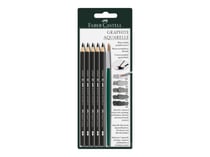 Lot de 5 crayons aquarelle graphite pointe moyenne - Faber-Castell - Couleurs assorties - Graphic Aquarelle
