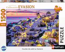 Nathan puzzle 1500 pièces - Coucher de soleil sur Santorin