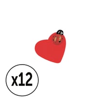 Sachet 12 coeurs en bois avec coccinelles