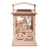 Lanterne en bois modèle citrouille - 15,3x15,3x26,5 cm
