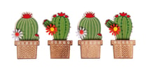 Lot de 4 confettis en bois adhésifs - Cactus - Rayher
