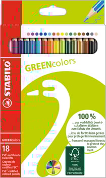 Lot de 18 crayons de couleur pointe moyenne - STABILO - Couleurs assorties - GREENcolors