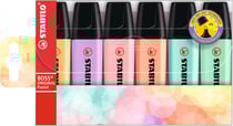 Lot de 6 surligneurs pointe large - STABILO - Couleurs assorties - BOSS ORIGINAL Pastel