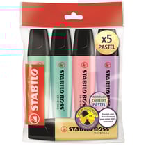 Lot de 5 surligneurs - BOSS ORIGINAL Pastel - Pointe biseautée - STABILO