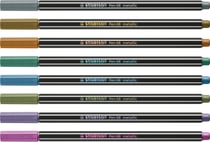 Boîte métal de 8 feutres métallisés pointe moyenne - STABILO - Couleurs assorties - Pen 68 metallic