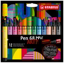 Lot de 212feutres de dessin pointe biseautée - STABILO - Couleurs assorties - Pen 68 MAX ARTY