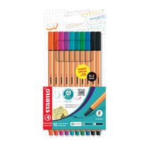 Lot de 10 feutres pointe fine - STABILO - Couleurs assorties - Point 88