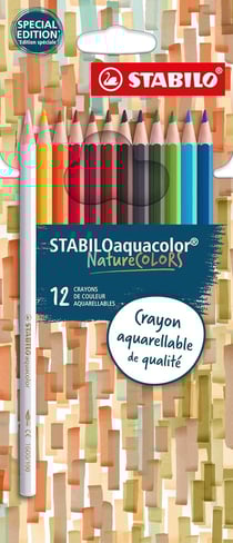 Lot de 12 crayons de couleur aquarellables pointe épaisse - STABILO - Stabiloaquacolor Nature Colors