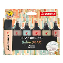 Lot de 6 surligneurs pointe large - STABILO - Couleurs assorties - BOSS ORIGINAL NatureCOLORS