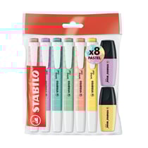 Lot de 6 surligneurs Swing Cool pointe biseautée + 2 surligneurs Boss Mini - STABILO - Pastel