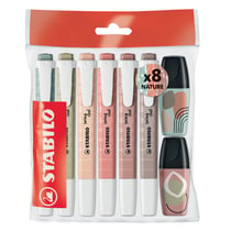 Lot de 6 surligneurs Swing Cool pointe biseautée + 2 surligneurs Boss Mini - STABILO - Nature