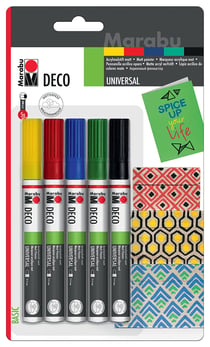 Set de 5 marqueurs mat Basic - Marabu Deco painter 2-4mm