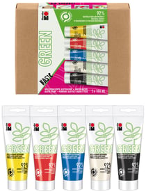 Marabu Green Basic - Set de peinture alkyde à base d‘eau - 5 couleurs - 100 ml