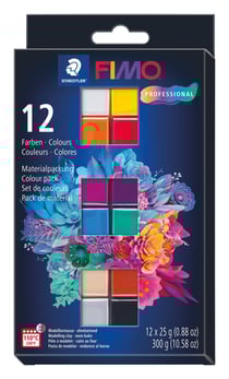 Lot de 12 pâtes polymères Fimo - pro basique - 12 x 25 g
