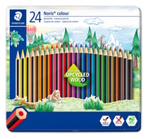 Boîte métal de 24 crayons de couleur en bois upcyclé - Noris coulour 185 - Staedtler