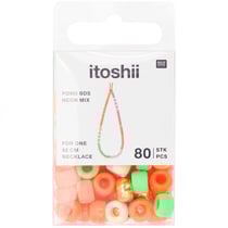 Lot de 80 perles Ponii Beads Rico Design - 9 x 6 mm - Néon Mixe