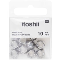 Lot de 10 perles polygones Ponii Beads Rico Design - 11 x 7 mm - Argent