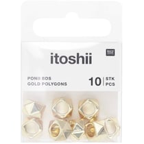 Lot de  10 perles polygones Ponii Beads Rico Design - 11 x 7 mm - Or 