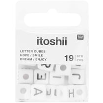 Lot de 19 perles cubiques Ponii Beads Rico Design - Blanc - Hope smile dream enjoy 