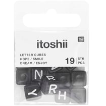 Lot de 19 perles cubiques Ponii Beads Rico Design - Noir - Hope smile dream enjoy 