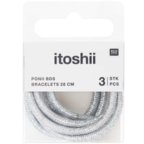 Lot de 3 bracelets Ponii Beads - Rico Design - 28 cm - Argent scintillant