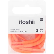 Lot de 3 bracelets Ponii Beads Rico Design - 28 cm - Rouge fluo