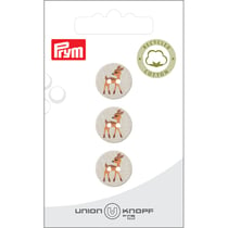 Bouton en coton 2 trous x 3 - Crème faon - 15 mm