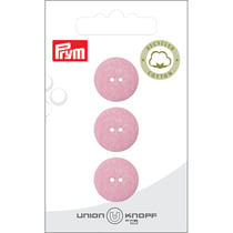 Bouton en coton 2 trous x 3 - Rose - 18 mm