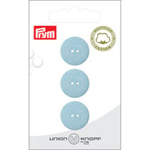 Bouton en coton 2 trous x 3 - Bleu - 18 mm