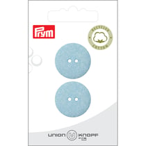 Bouton en coton 2 trous x 2 - Bleu - 23 mm