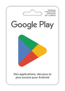 Carte prépayée Google Play - 5 à 300 euros