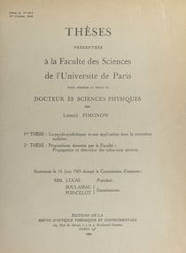 La parole synthétique et son application dans la correction auditive - Suivi de Propositions données par la Faculté : Propagation et détection des infra-sons aériens