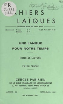 Une langue pour notre temps - Notes de lecture. Vie du Cercle