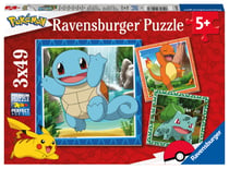 Puzzles 3x49 pièces - Salamèche, Bulbizarre et Carapuce / Pokémon